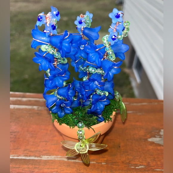 **SOLD** Handcrafted Beaded Bluebonnet/Delphinium Plant - Picture 3 of 5